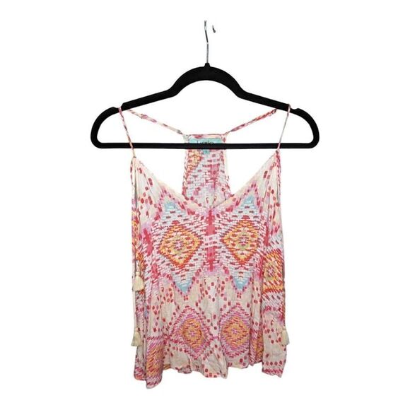 Karlie Multi Colored Print  Halter A-line Lightweight Tank Top Women's Size Smal - Picture 1 of 6